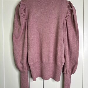 Elegant Pink Shiny Sweater with Puff Sleeves